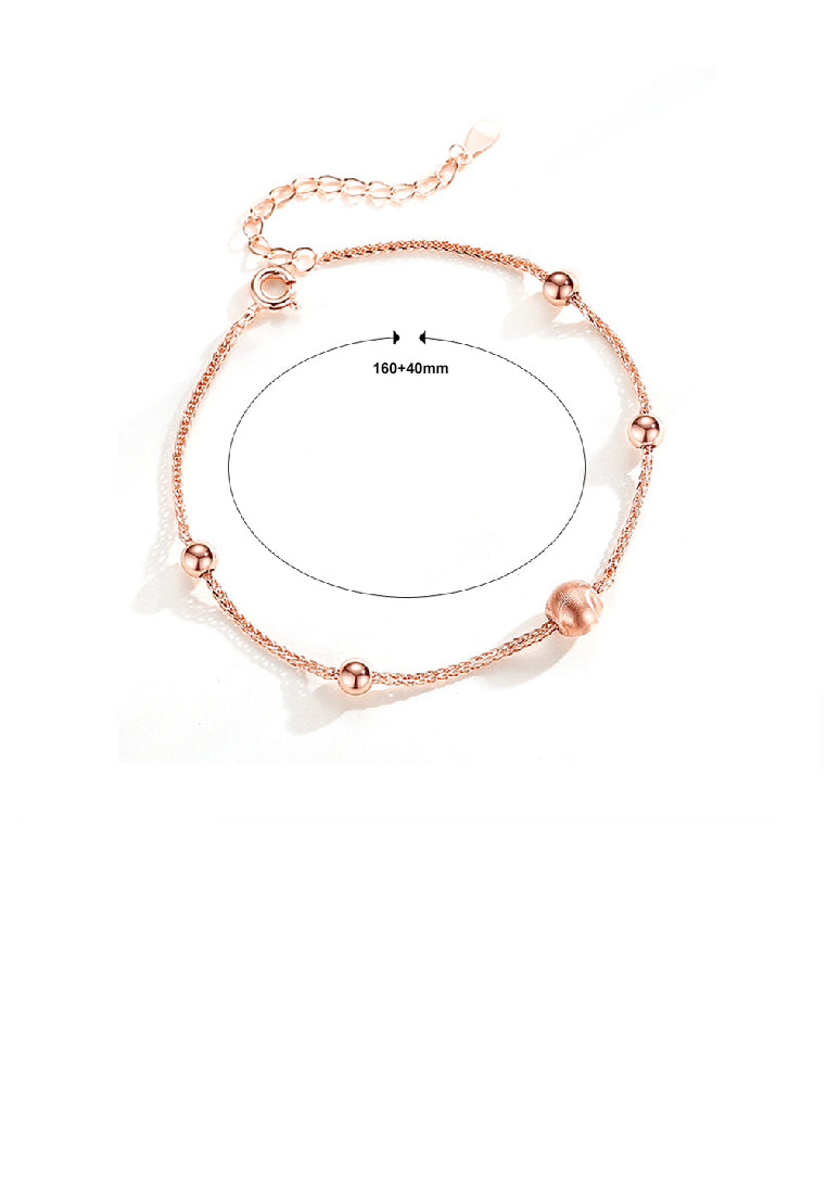 925 Sterling Silver Plated Rose Gold Fashion Simple Geometric Bead Bracelet