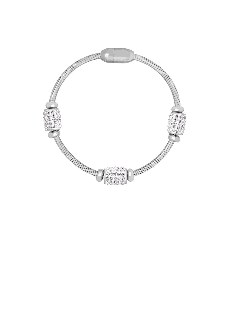 Fashion and Personalized 316L Stainless Steel Geometric Bangle with Cubic Zirconia - Luxurious Look
