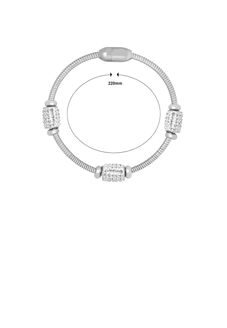 Fashion and Personalized 316L Stainless Steel Geometric Bangle with Cubic Zirconia - Luxurious Look