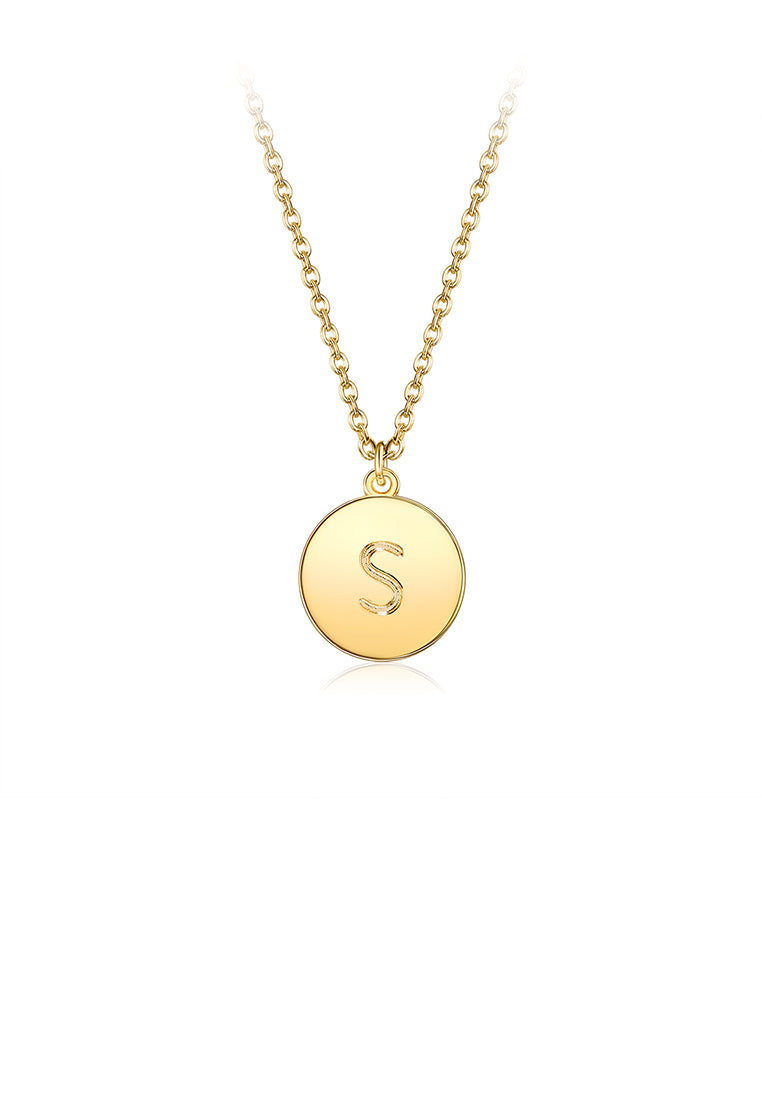 Fashion Simple Gold Plated Letter S Round Pendant with Necklace