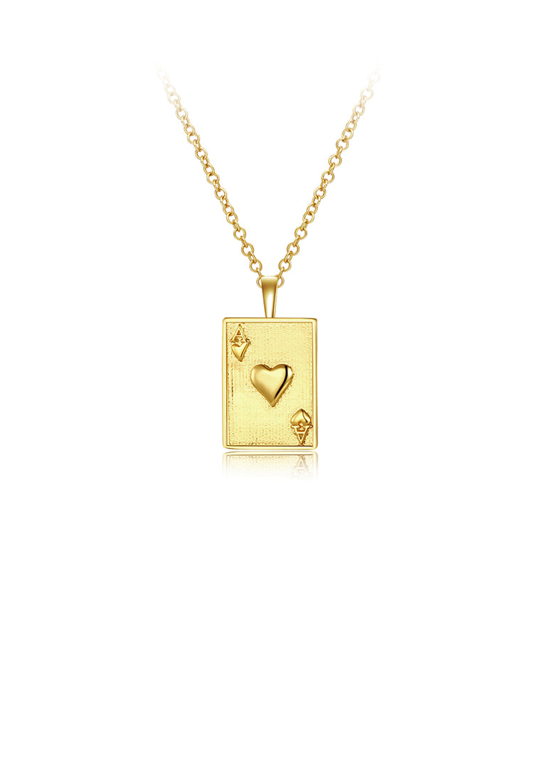 Fashion Simple Plated Gold Poker A Pendant with Necklace