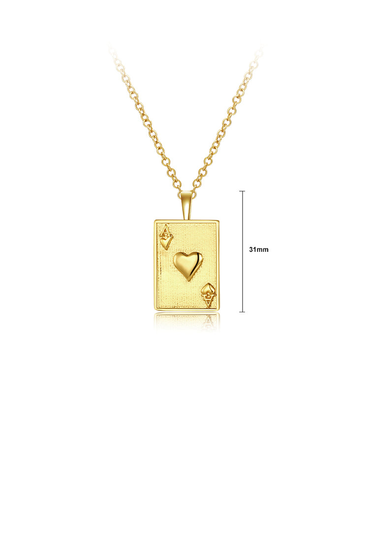 Fashion Simple Plated Gold Poker A Pendant with Necklace