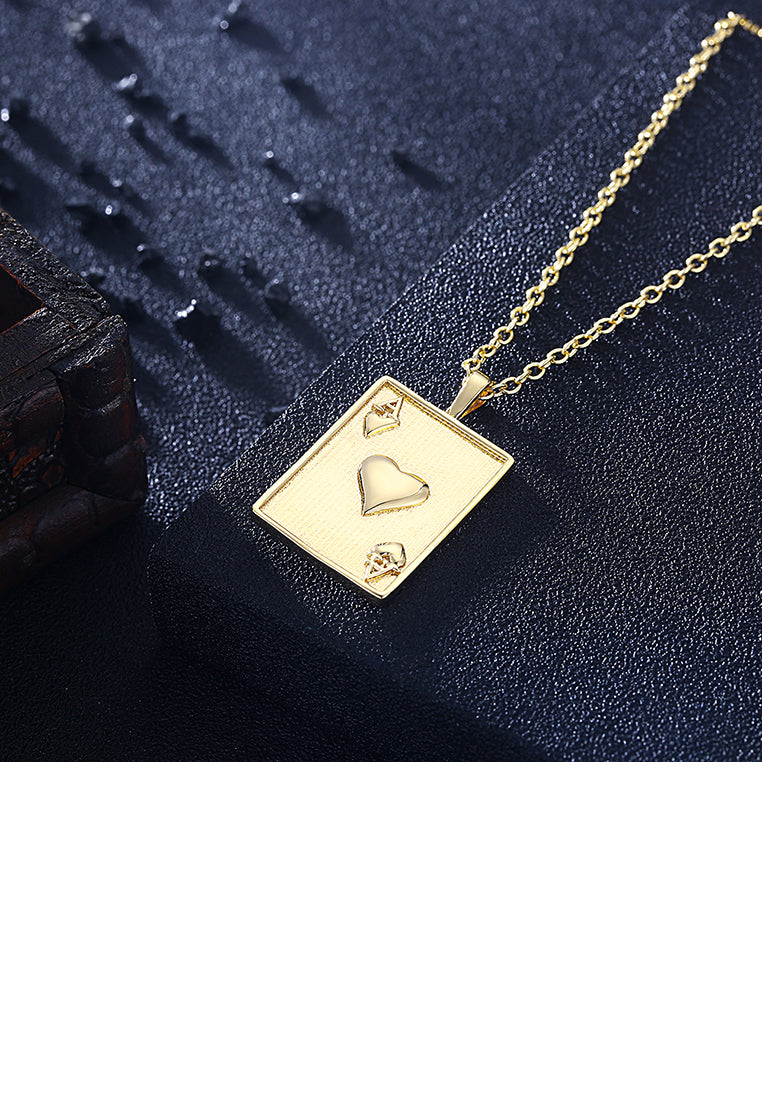 Fashion Simple Plated Gold Poker A Pendant with Necklace