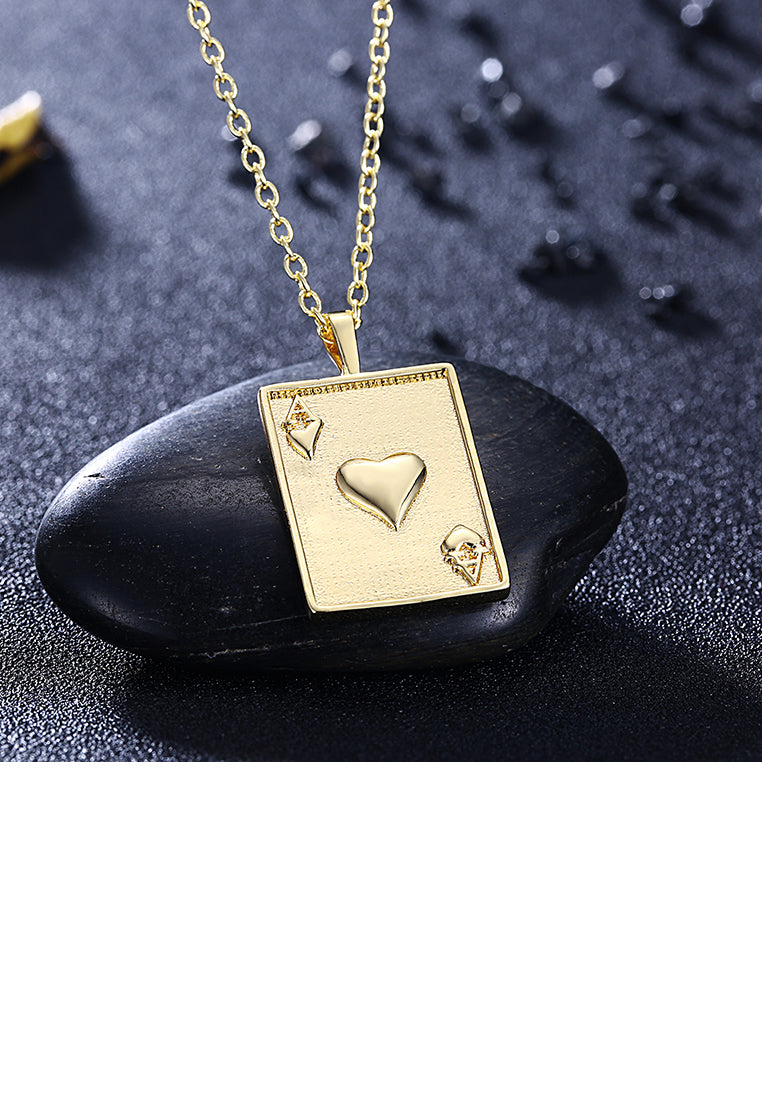 Fashion Simple Plated Gold Poker A Pendant with Necklace