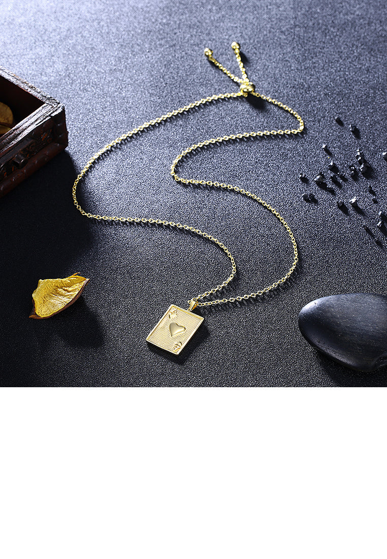 Fashion Simple Plated Gold Poker A Pendant with Necklace