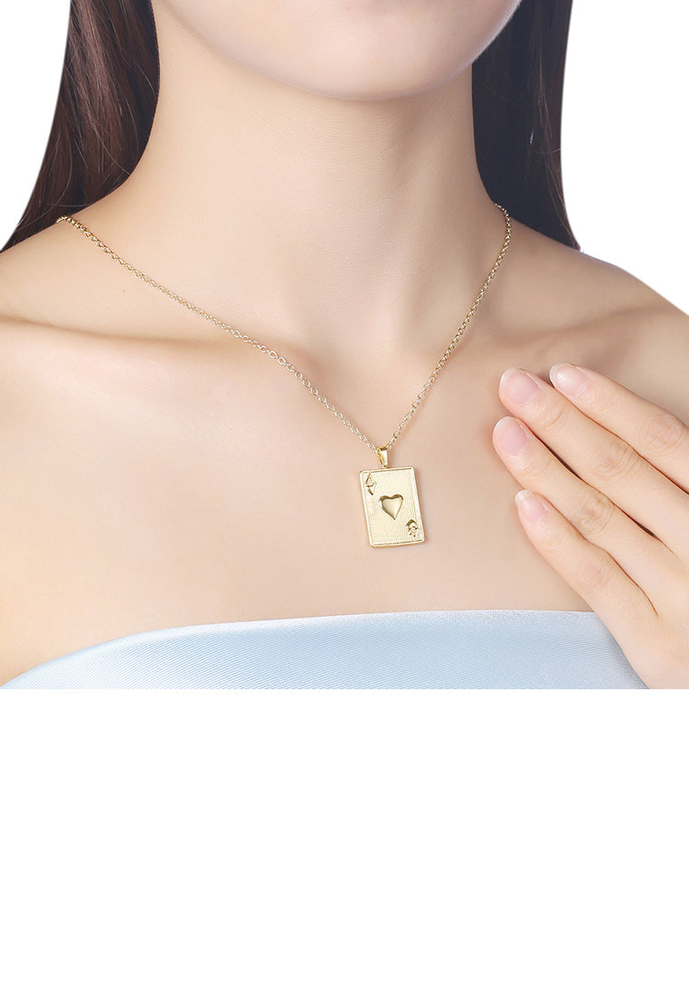 Fashion Simple Plated Gold Poker A Pendant with Necklace