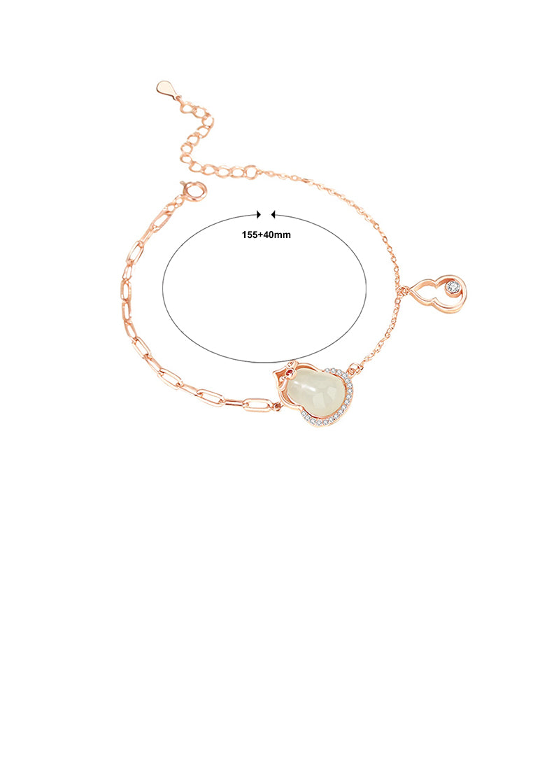 925 Sterling Silver Plated Rose Gold Fashion Vintage Gourd Bracelet with Cubic Zirconia - Luxurious Look