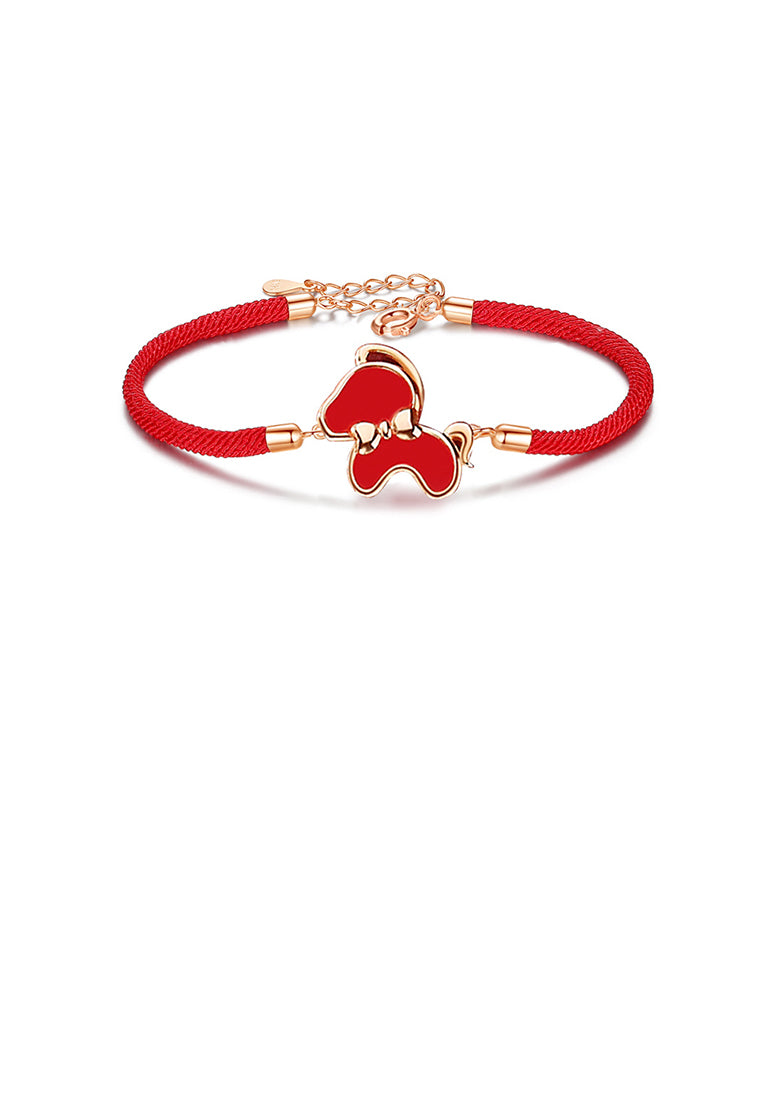 925 Sterling Silver Plated Rose Gold Simple and Cute Enamel Twelve Zodiac Horse Bracelet