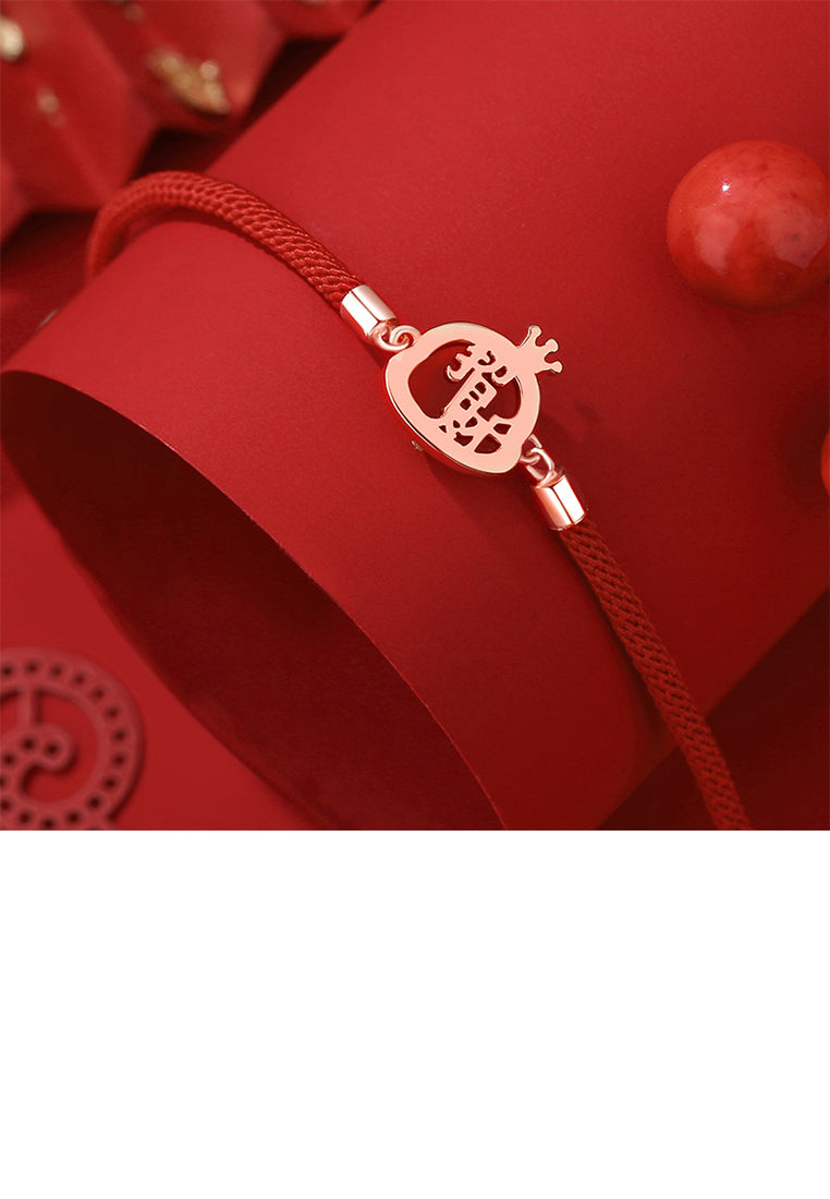 925 Sterling Silver Plated Rose Gold Simple Vintage Twelve Zodiac Snake Imitation Agate Bracelet