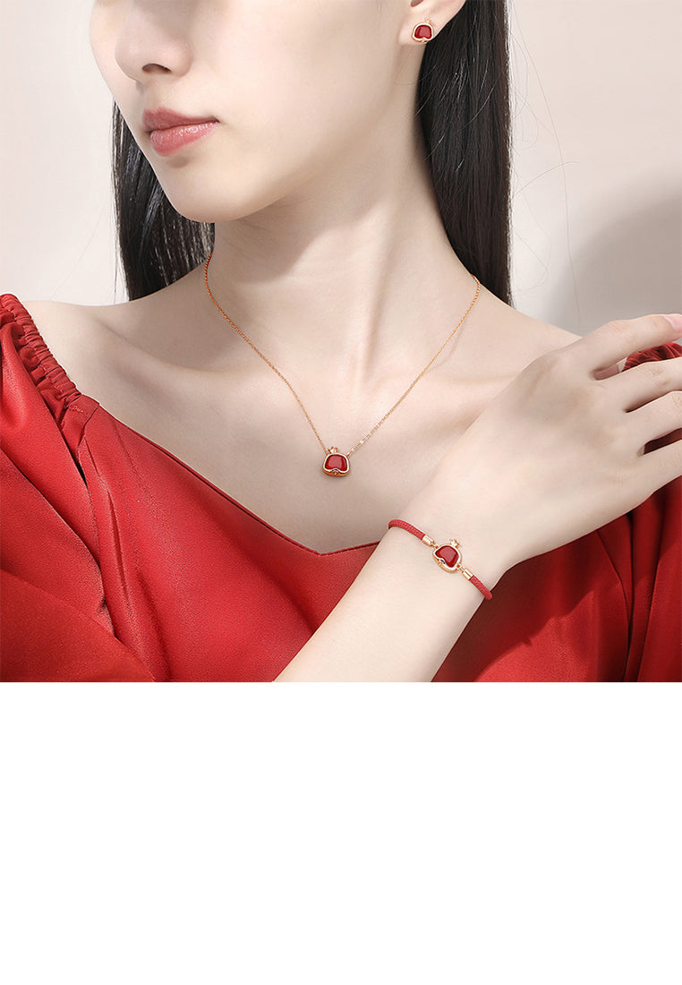 925 Sterling Silver Plated Rose Gold Simple Vintage Twelve Zodiac Snake Imitation Agate Bracelet