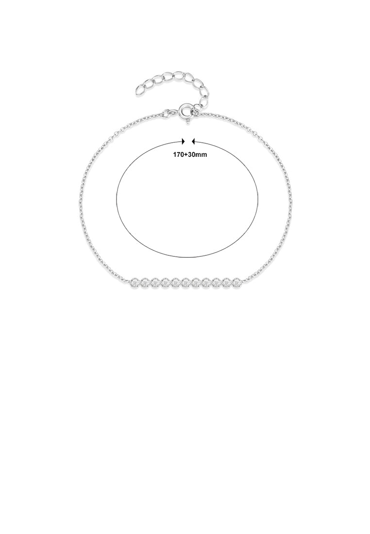 925 Sterling Silver Simple Temperament Single Row Geometric Cubic Zirconia Bracelet - Luxurious Look