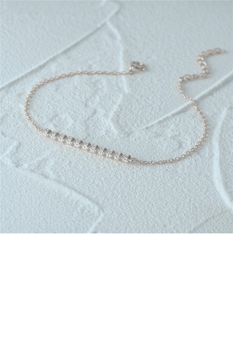 925 Sterling Silver Simple Temperament Single Row Geometric Cubic Zirconia Bracelet - Luxurious Look