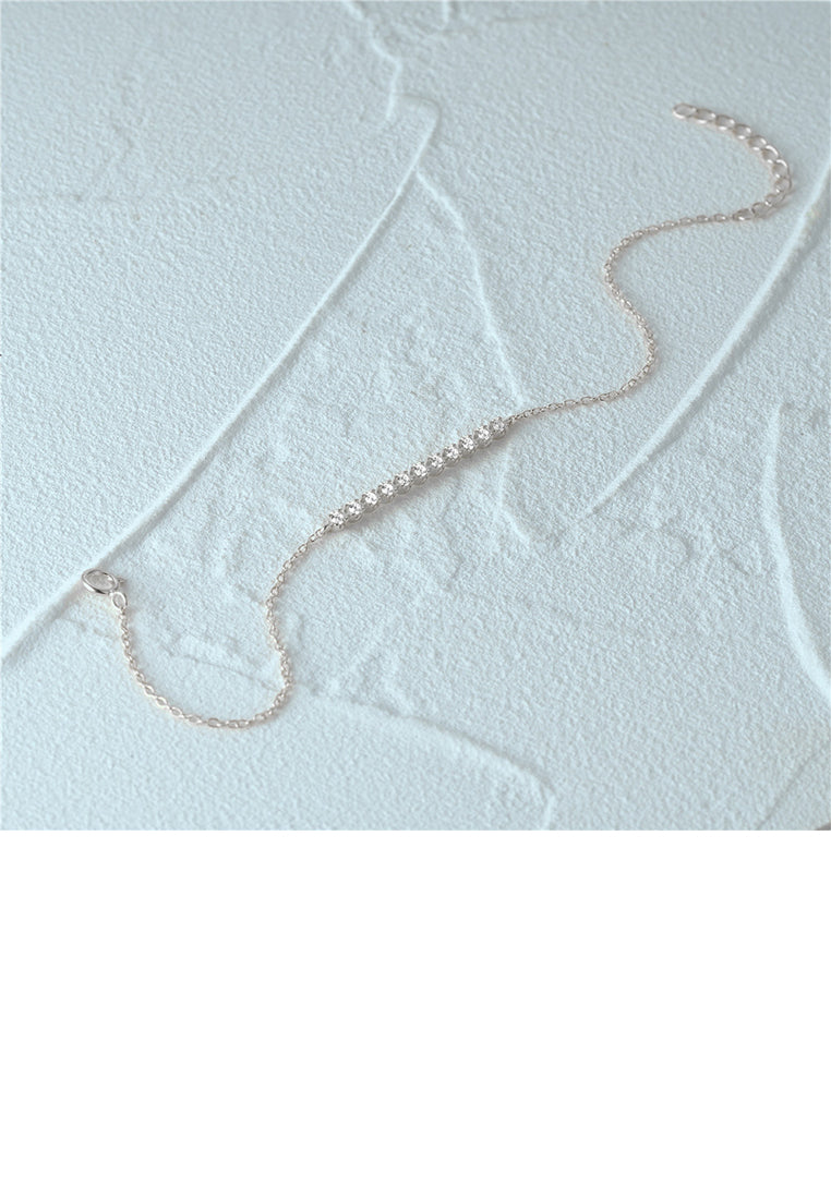 925 Sterling Silver Simple Temperament Single Row Geometric Cubic Zirconia Bracelet - Luxurious Look