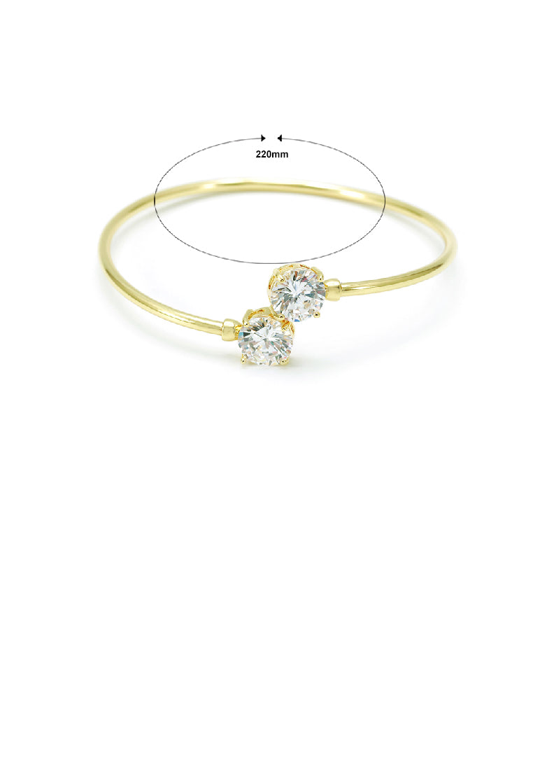 Simple Temperament Plated Gold Geometric Round Cubic Zirconia Bangle - Luxurious Look