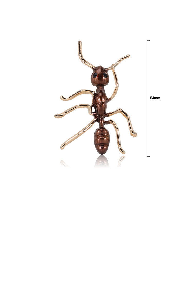 Simple and Cute Plated Gold Enamel Brown Ant Brooch - Vibrant Color