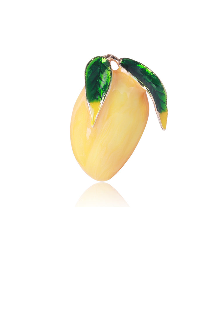 Simple and Sweet Plated Gold Enamel Fruit Mango Brooch