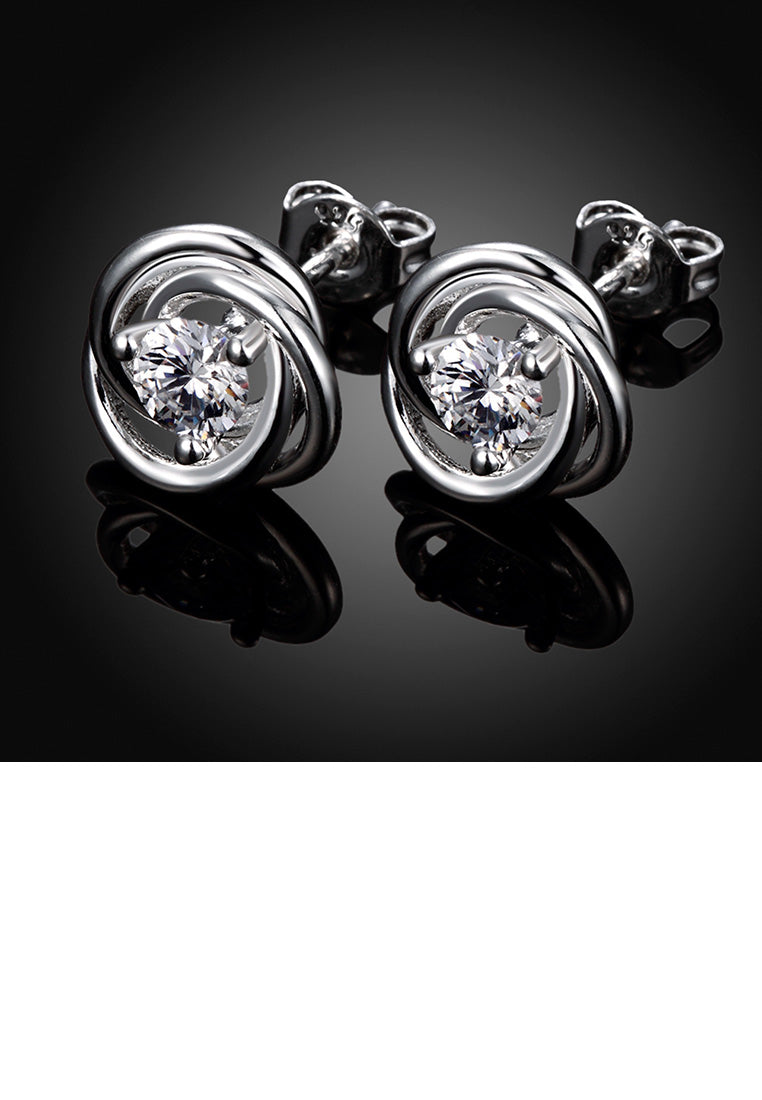 Simple and Fashion Pattern Cubic Zircon Stud Earrings