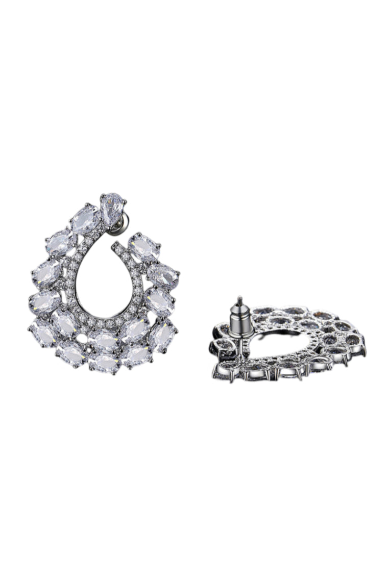 Elegant Luxury Geometric Water Drop Earrings with Cubic Zirconia - Luxurious Look