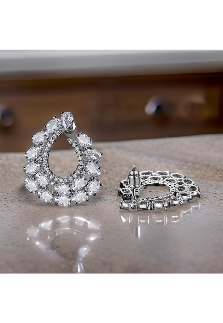 Elegant Luxury Geometric Water Drop Earrings with Cubic Zirconia - Luxurious Look