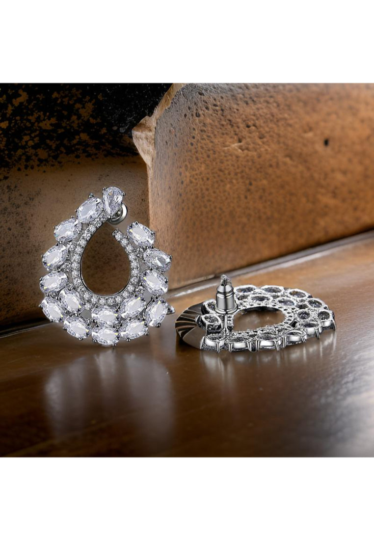 Elegant Luxury Geometric Water Drop Earrings with Cubic Zirconia - Luxurious Look