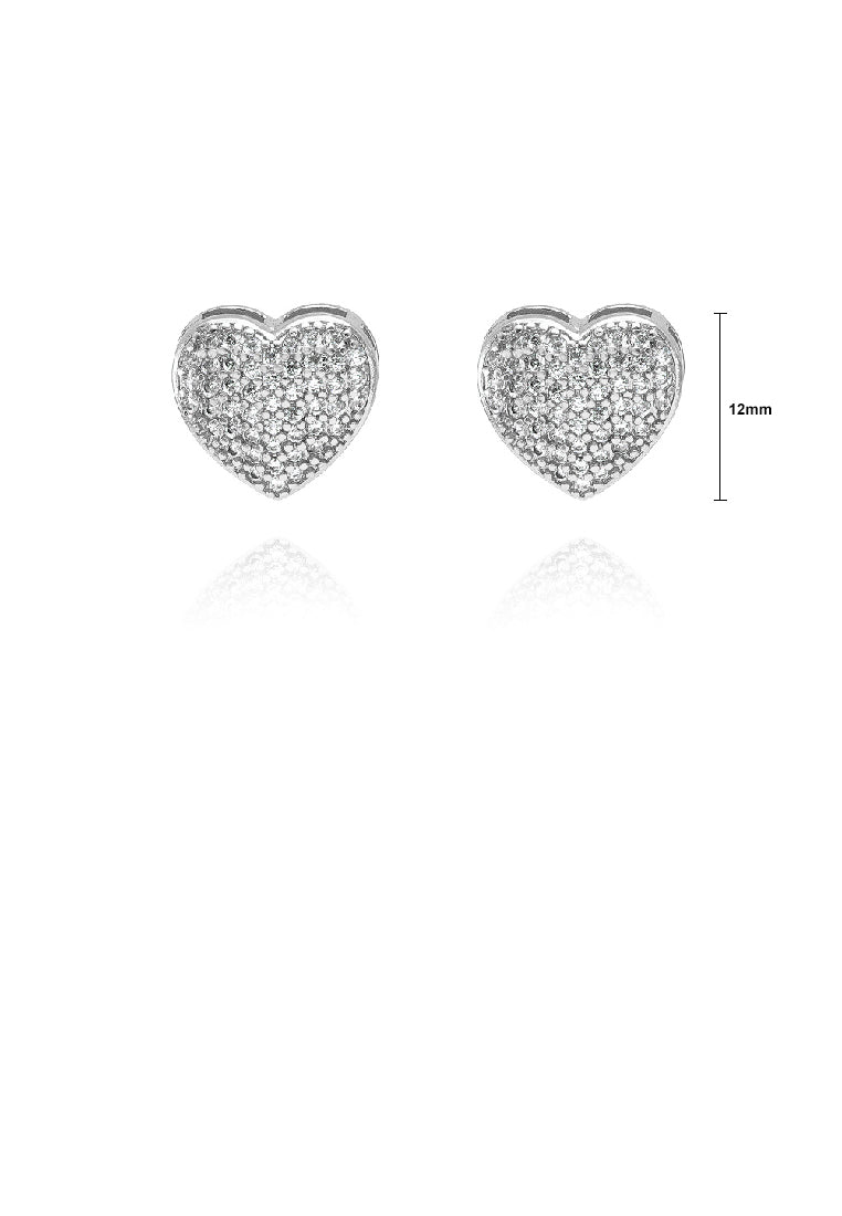 Simple Brilliant Heart Stud Earrings with Cubic Zirconia - Luxurious Look