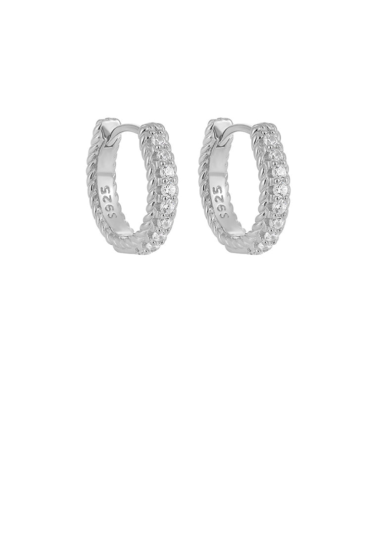 925 Sterling Silver Fashion Simple Geometric Hoop Earrings with Cubic Zirconia - Luxurious Look