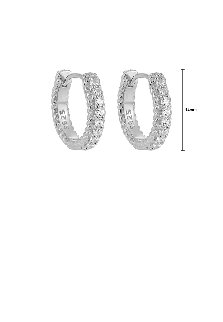 925 Sterling Silver Fashion Simple Geometric Hoop Earrings with Cubic Zirconia - Luxurious Look