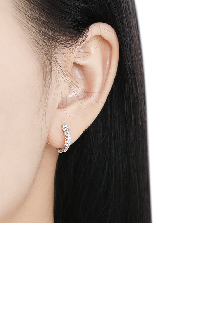 925 Sterling Silver Fashion Simple Geometric Hoop Earrings with Cubic Zirconia - Luxurious Look