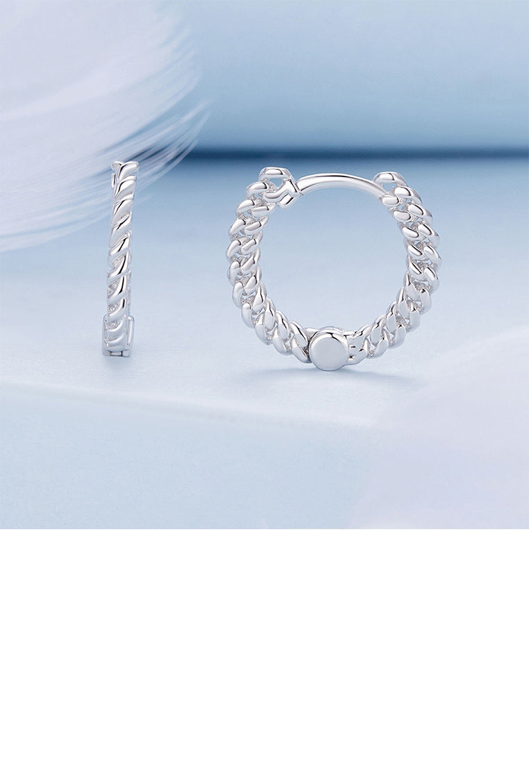 925 Sterling Silver Fashion Simple Twist Geometric Circle Earrings