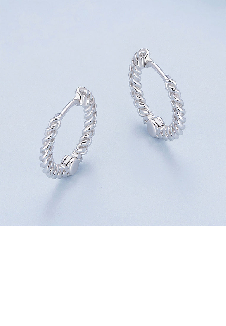 925 Sterling Silver Fashion Simple Twist Geometric Circle Earrings