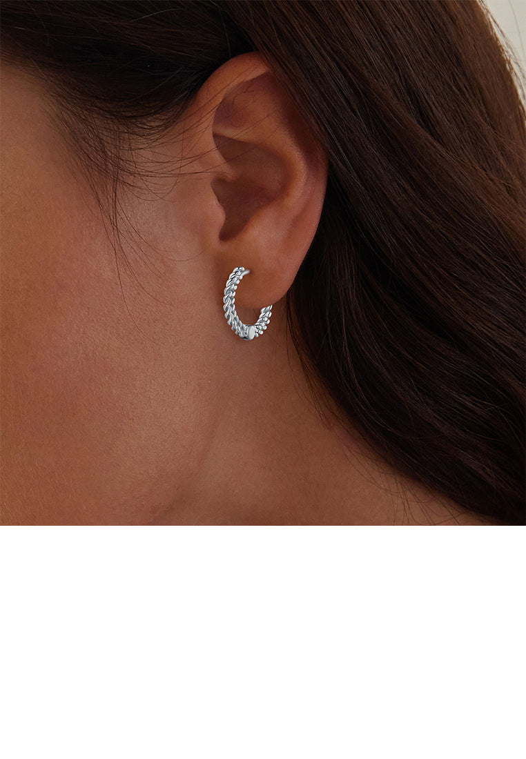 925 Sterling Silver Fashion Simple Twist Geometric Circle Earrings