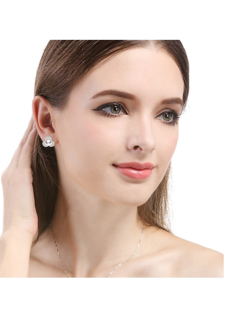 Diamond Zircon Bead Earrings