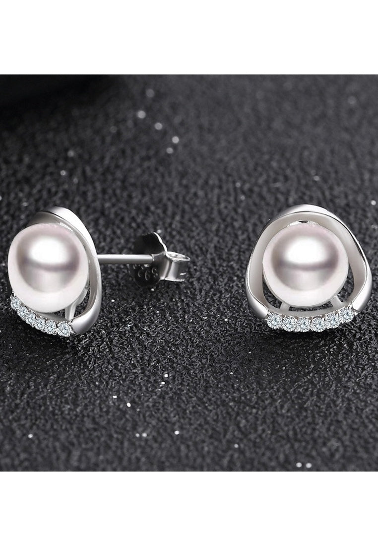 Diamond Zircon Bead Earrings