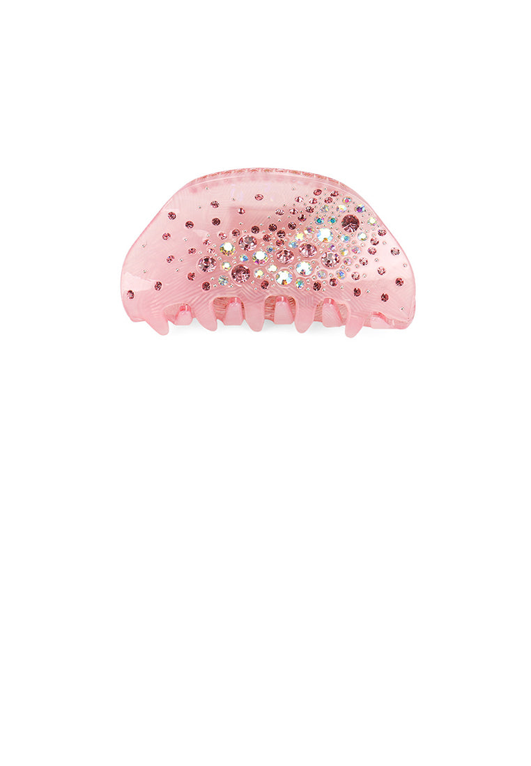 Fashion Simple Pink Geometric Hair Claw With Cubic Zirconia - Elegant Hairpiece - Luxurious Look - Vibrant Color