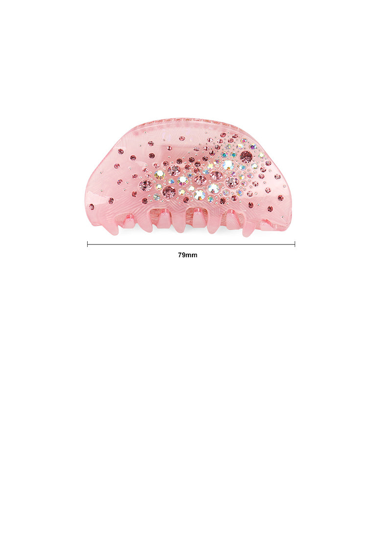 Fashion Simple Pink Geometric Hair Claw With Cubic Zirconia - Elegant Hairpiece - Luxurious Look - Vibrant Color