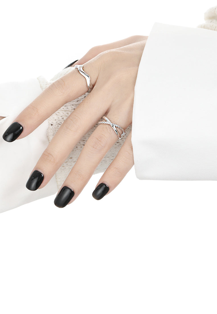 925 Sterling Silver Fashion Simple Irregular Geometric Adjustable Open Ring