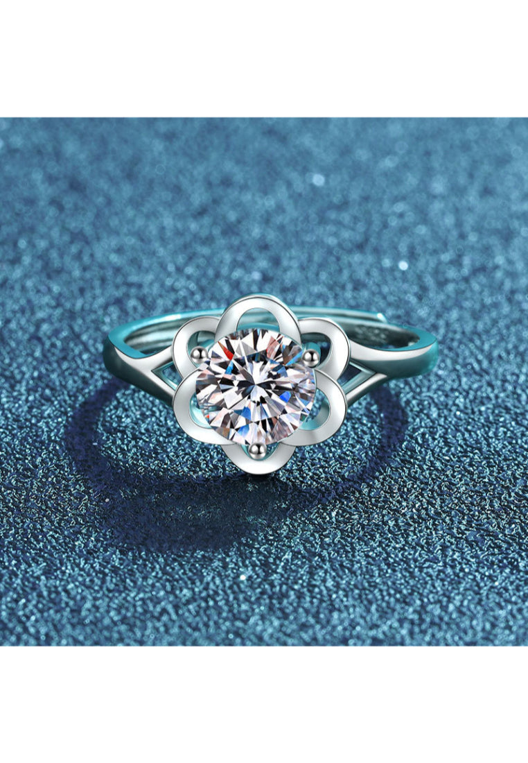 925 Sterling Silver Fashion Elegant Cutout Cubic Zircon Adjustable Ring