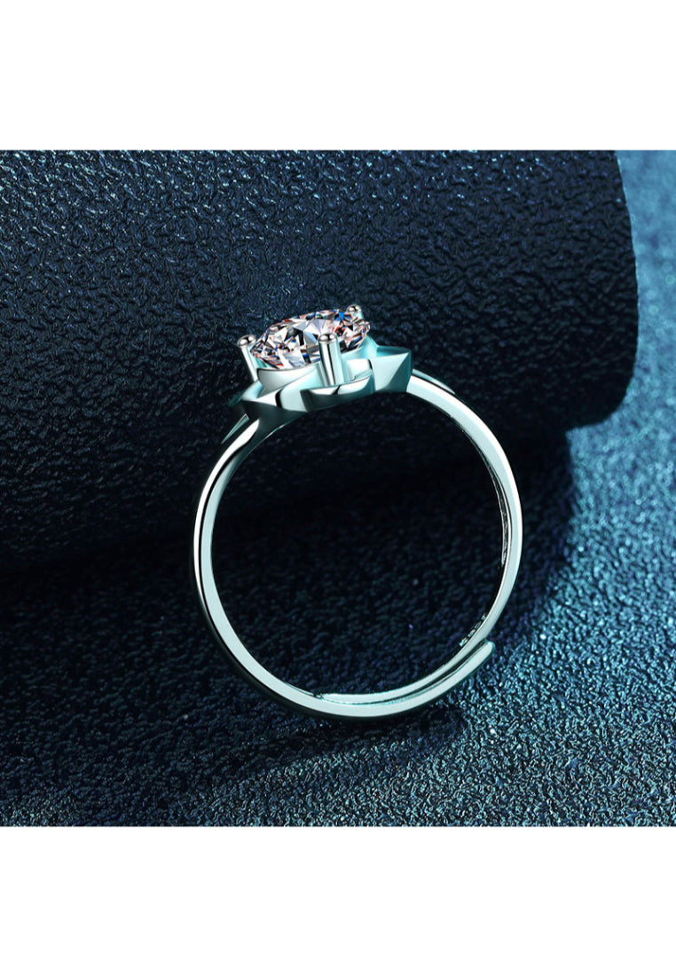 925 Sterling Silver Fashion Elegant Cutout Cubic Zircon Adjustable Ring