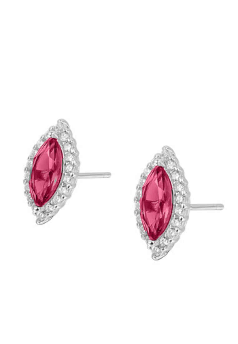 925 Sterling Silver Simple Fashion Geometric Adjustable Ring with Red Austrian Element Crystal - Vibrant Color