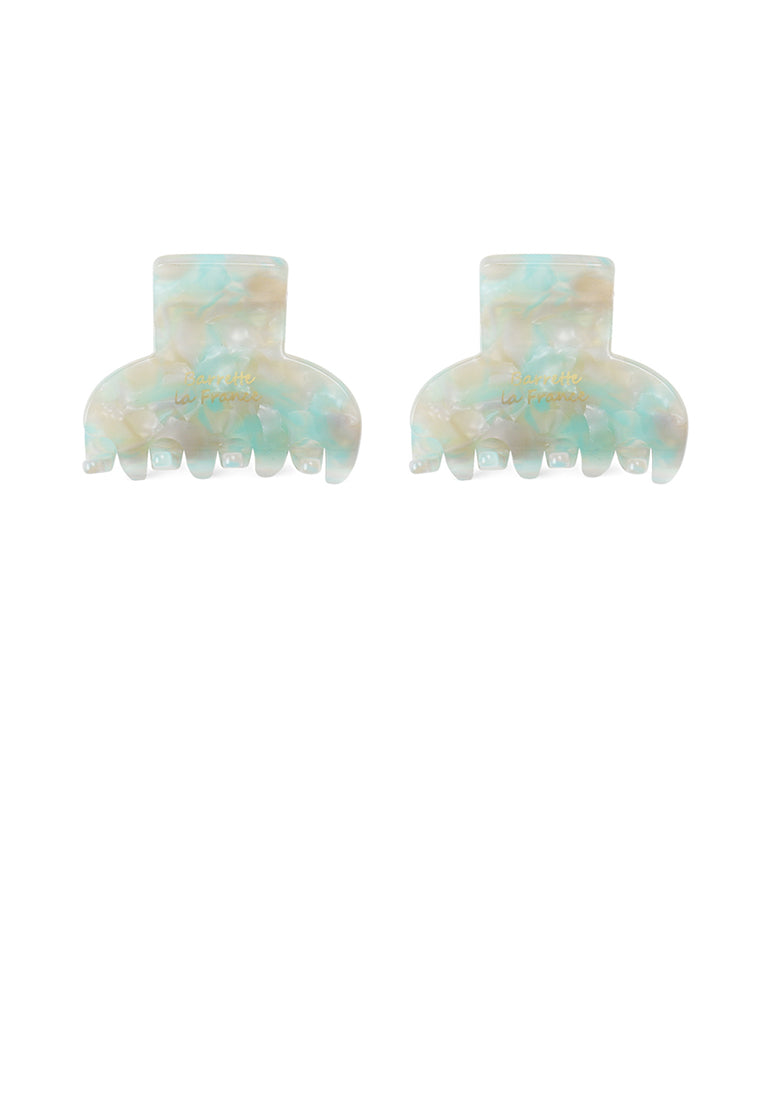 Simple And Fashion Green Pattern Geometric Hair Claw 2-Pack - Elegant Hairpiece