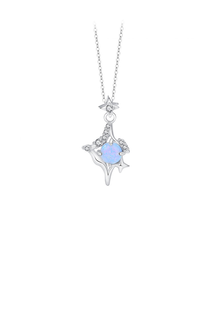 925 Sterling Silver Fashion Temperament Star Diamond Pendant with Cubic Zirconia and Necklace - Luxurious Look