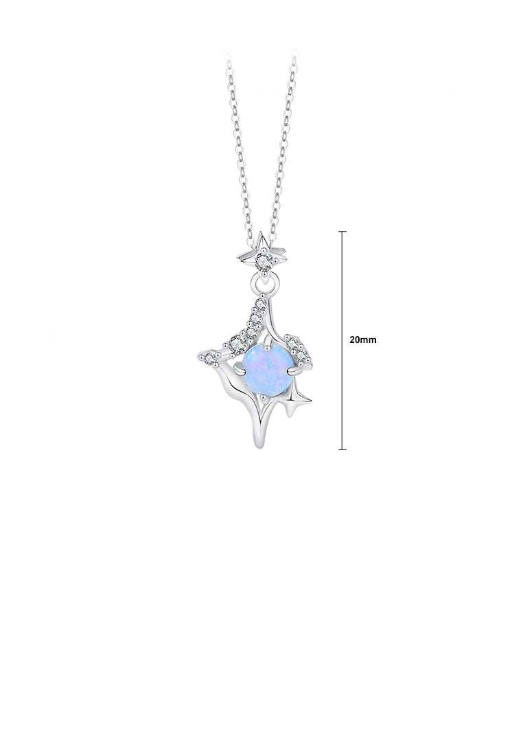 925 Sterling Silver Fashion Temperament Star Diamond Pendant with Cubic Zirconia and Necklace - Luxurious Look