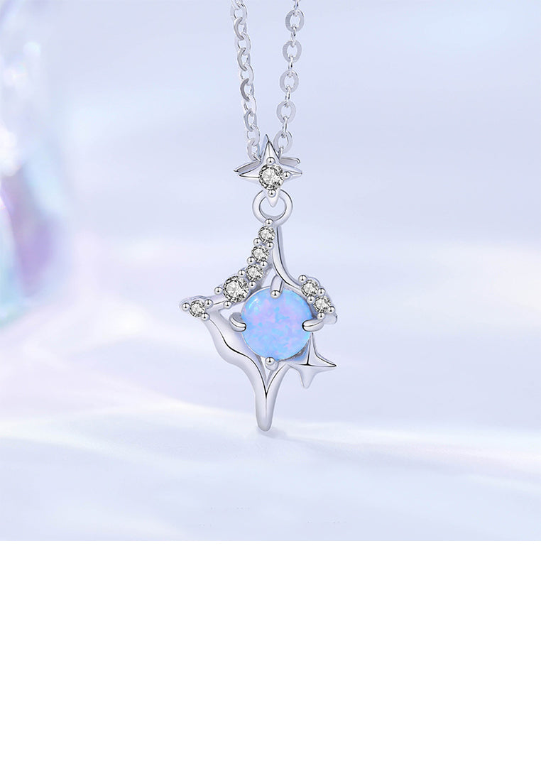 925 Sterling Silver Fashion Temperament Star Diamond Pendant with Cubic Zirconia and Necklace - Luxurious Look