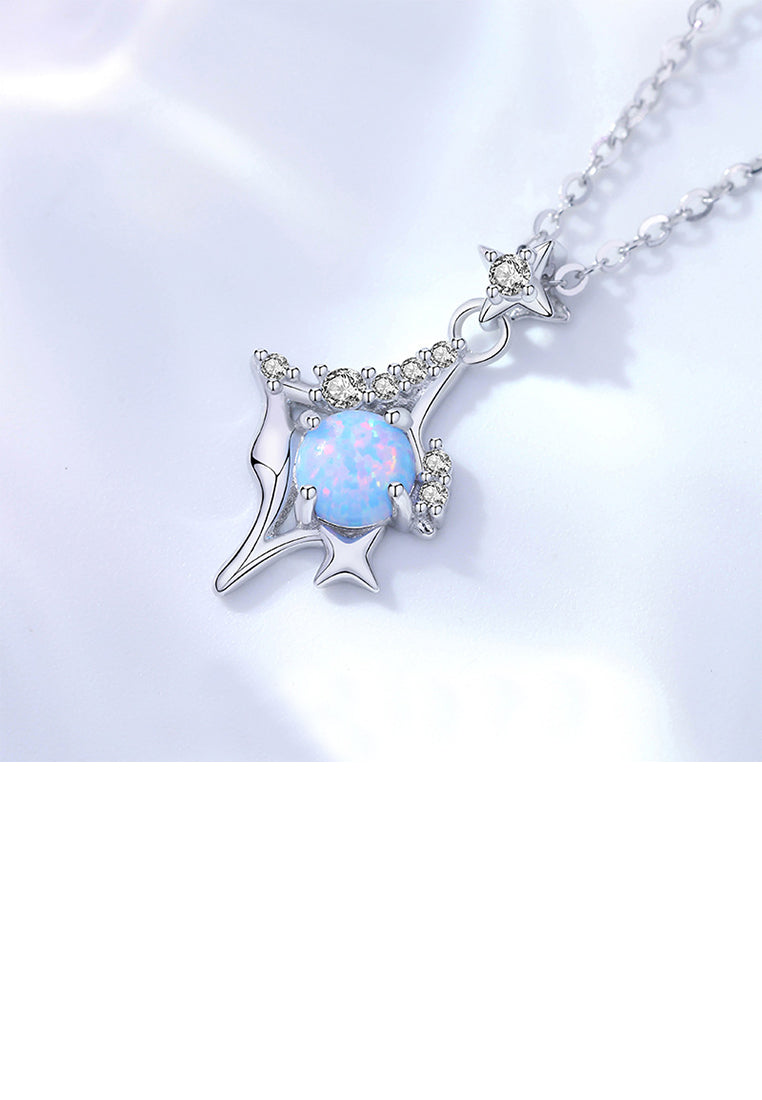 925 Sterling Silver Fashion Temperament Star Diamond Pendant with Cubic Zirconia and Necklace - Luxurious Look