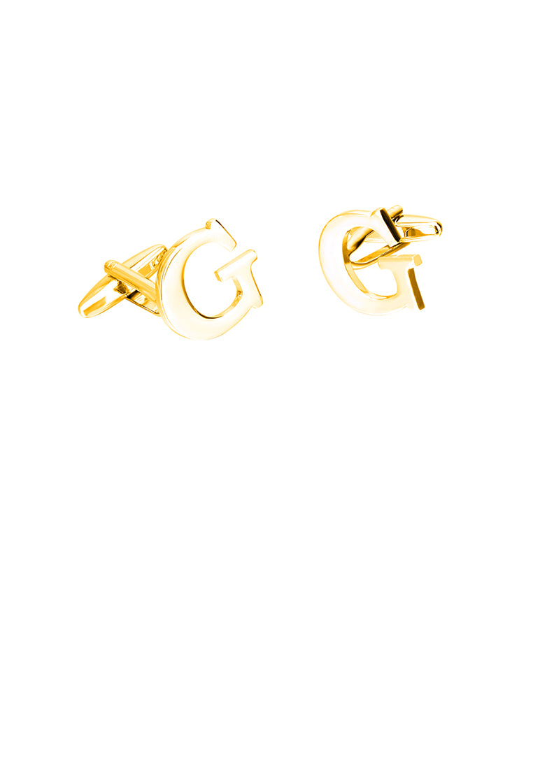 Simple Personality Plated Gold English Alphabet G Cufflinks