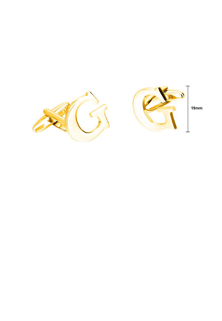 Simple Personality Plated Gold English Alphabet G Cufflinks