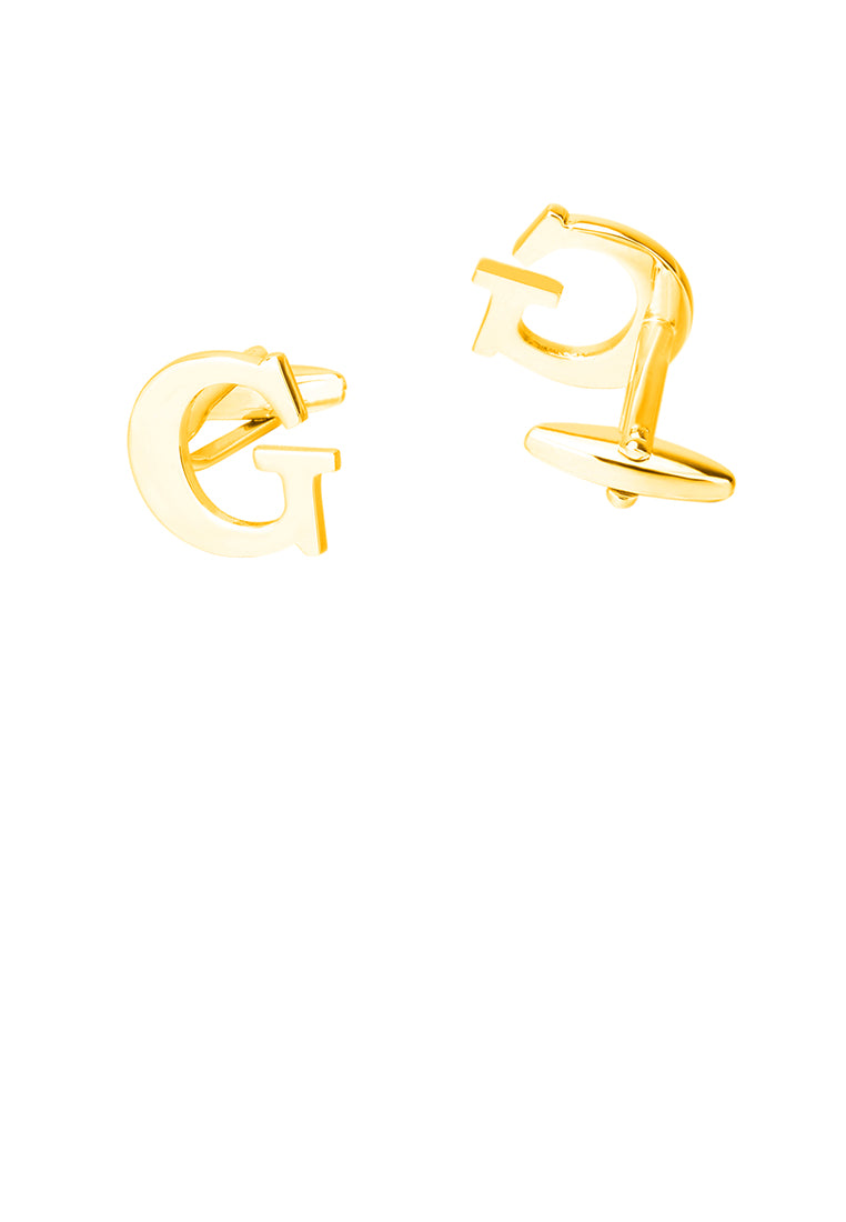 Simple Personality Plated Gold English Alphabet G Cufflinks