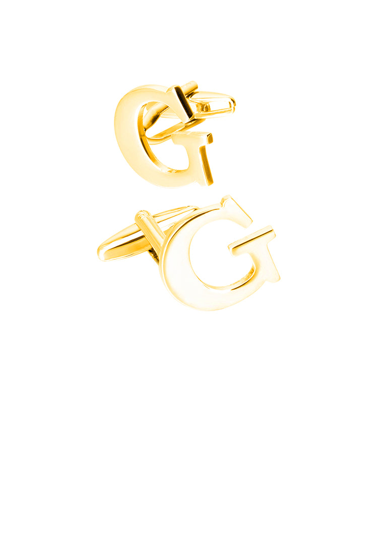 Simple Personality Plated Gold English Alphabet G Cufflinks