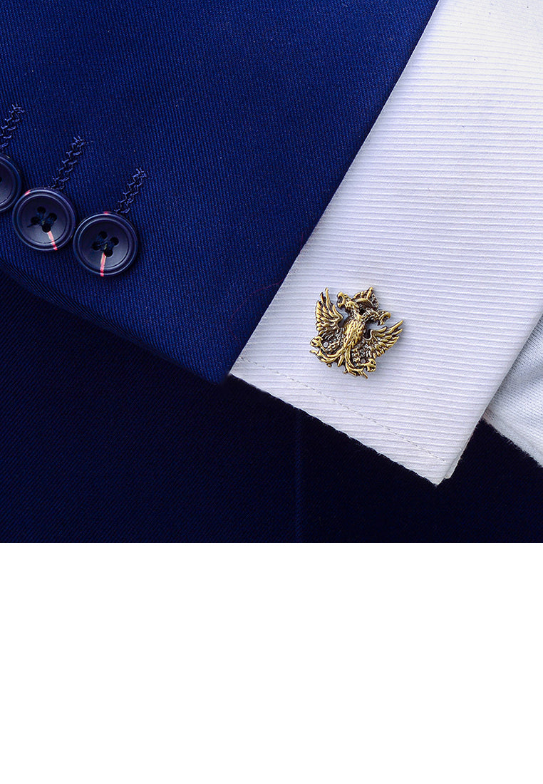 Fashion High-end Vintage Plated Gold Double-headed Eagle Cufflinks