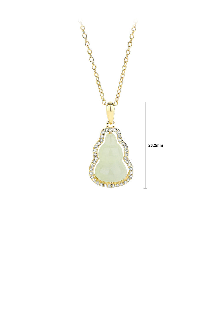 925 Sterling Silver Plated Gold Fashion Simple Gourd Pendant with Cubic Zirconia and Necklace - Luxurious Look
